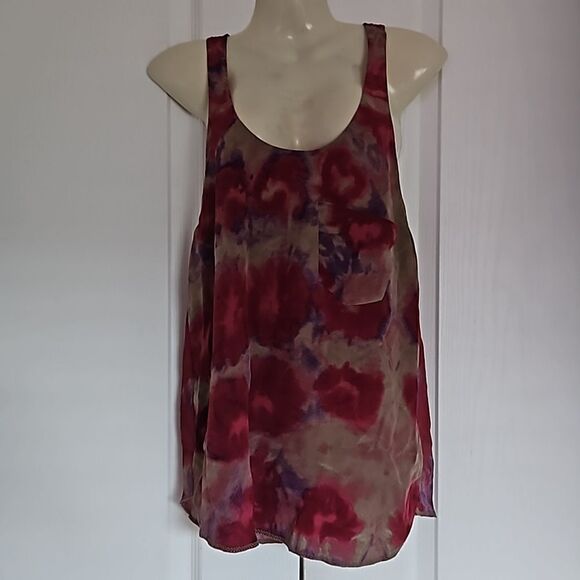 Wilfred Women's Racer Back Silk Top Hot Pink/ Beige XS - Picture 2 of 16